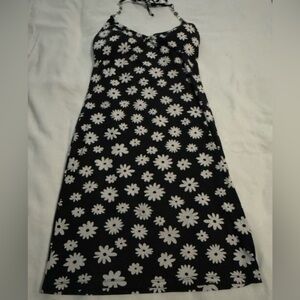 No Boundaries Black and White Floral Midi Dress